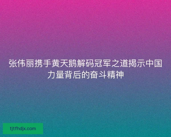 张伟丽携手黄天鹅解码冠军之道揭示中国力量背后的奋斗精神