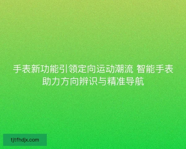 手表新功能引领定向运动潮流 智能手表助力方向辨识与精准导航