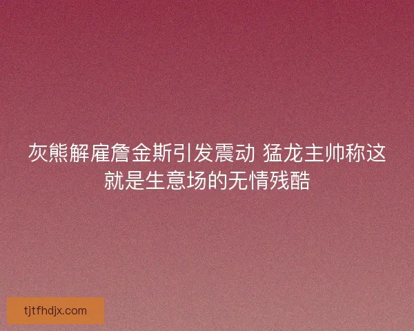 灰熊解雇詹金斯引发震动 猛龙主帅称这就是生意场的无情残酷