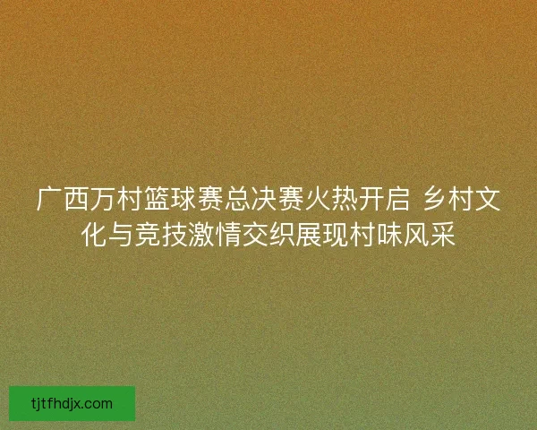 广西万村篮球赛总决赛火热开启 乡村文化与竞技激情交织展现村味风采